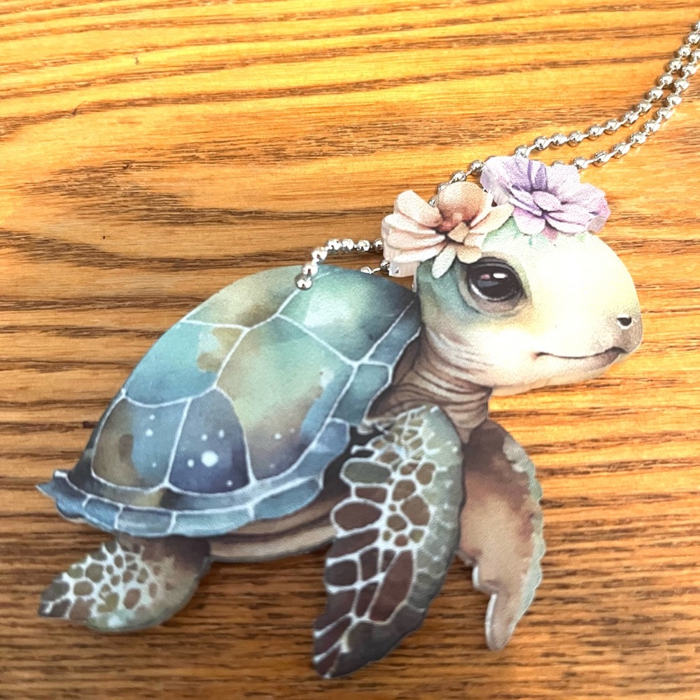 🆕Adorable 3D turtle on an 18” silver bead chain. NIB.
